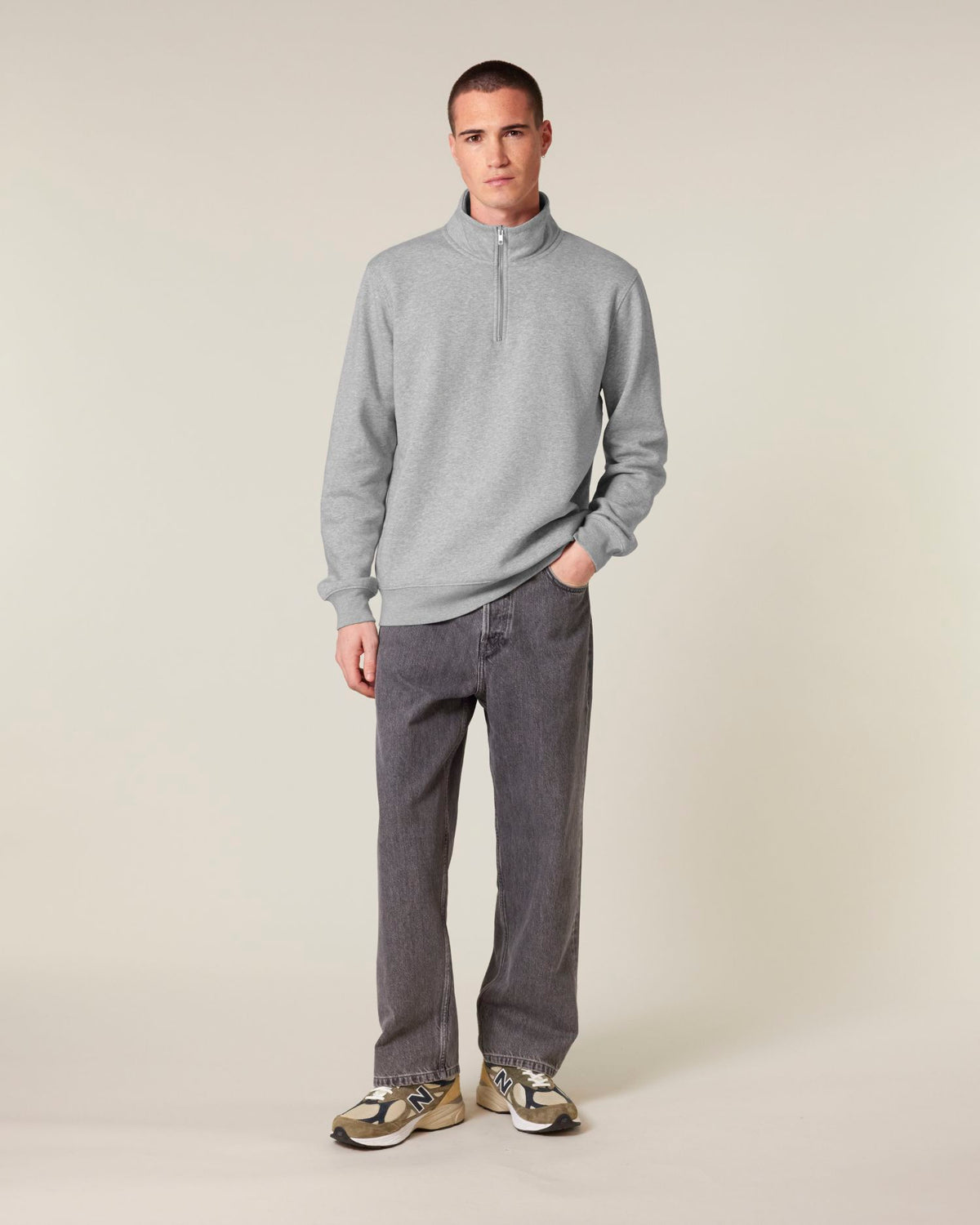 TLKS Trucker Quarterzip - Heather Grey